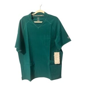 Essential Threads Mens Welby Hunter Green Scrub Top, Large